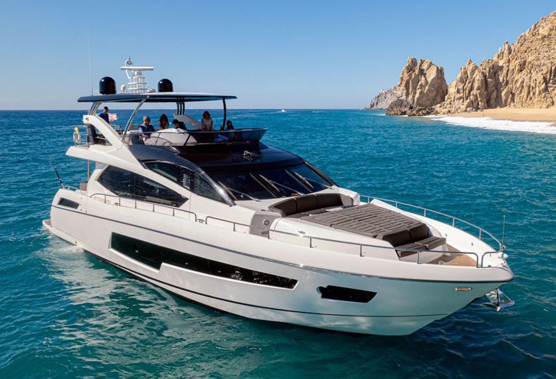 88-foot Sunseeker yacht at anchor